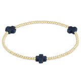 enewton Signature Cross Small Gold Pattern 2mm Bead Bracelet | Navy