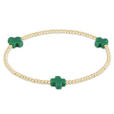 enewton Signature Cross Small Gold Pattern 2mm Bead Bracelet | Emerald