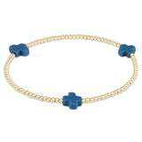 enewton Signature Cross Small Gold Pattern 2mm Bead Bracelet | Cobalt