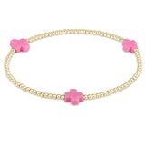 enewton Signature Cross Gold Pattern 2mm Bead Bracelet | Bright Pink