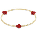 enewton Signature Cross Gold Pattern 2mm Bead Bracelet | Red