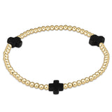 enewton Signature Cross Gold Pattern 3mm Bead Bracelet | Onyx