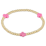 enewton Signature Cross Gold Pattern 3mm Bead Bracelet | Bright Pink