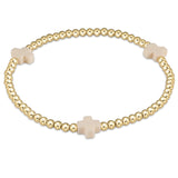 enewton Signature Cross Gold Pattern 3mm Bead Bracelet | Off-White
