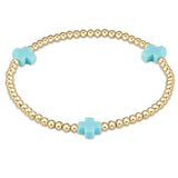 enewton Signature Cross Gold Pattern 3mm Bead Bracelet | Turquoise