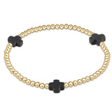 enewton Signature Cross Gold Pattern 3mm Bead Bracelet | Charcoal