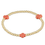 enewton Signature Cross Gold Pattern 3mm Bead Bracelet | Coral