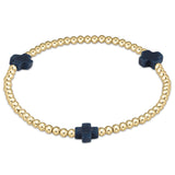 enewton Signature Cross Gold Pattern 3mm Bead Bracelet | Navy