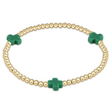 enewton Signature Cross Gold Pattern 3mm Bead Bracelet | Emerald