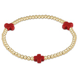 enewton Signature Cross Gold Pattern 3mm Bead Bracelet | Red