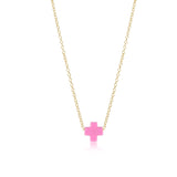 egirl 14'' Gold Necklace | Signature Cross Small Bright Pink