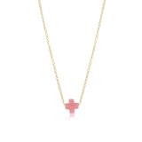 egirl 14'' Gold Necklace | Signature Cross Small Pink