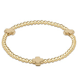 enewton Signature Cross Gold Pattern 3mm Bead Bracelet | Gold