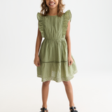 Embroidered Hem Clip Jacquard Dress