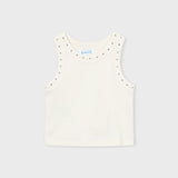 Stud Neck Ribbed Tank - Bone | Mayoral