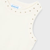 Stud Neck Ribbed Tank - Bone | Mayoral