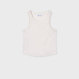 Stud Neck Ribbed Tank - Cream | Mayoral