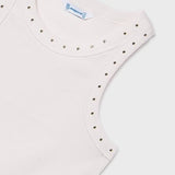 Stud Neck Ribbed Tank - Cream | Mayoral