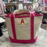 Handy Open Embroidered Tote | Initial