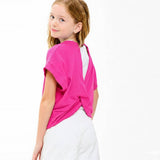 Open Back Boxy Tee | Dark Pink