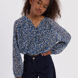 Navy + Gold Leaf Blouse