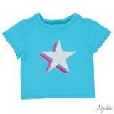 Sequin Stars on Turquoise Boxy Tee