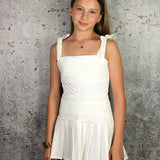 Cross Pleats Dress - White | If So