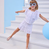 Tiered Skort | White Seersucker