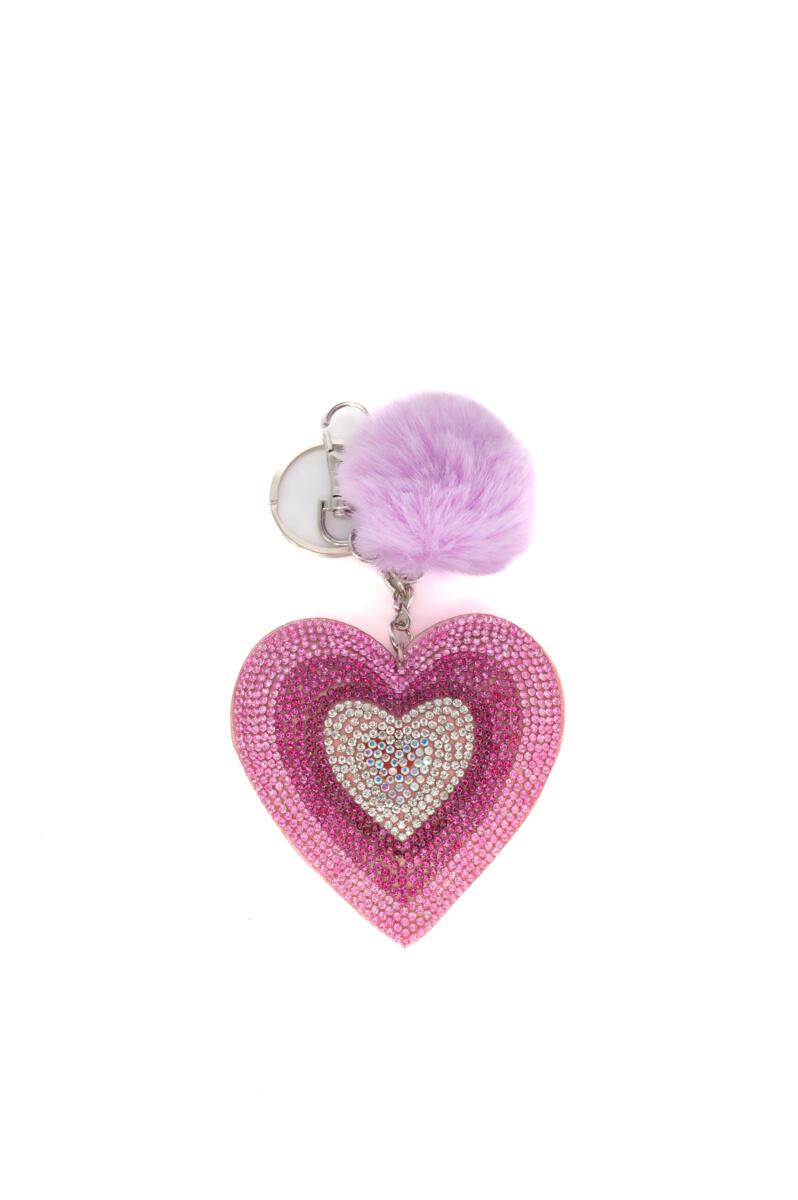 Pink Sparkle Heart Keychain