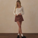 Ribbed Long Sleeve Knit Tee | Natural