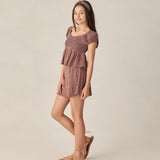 Flutter Top | Chocolate Polka Dot