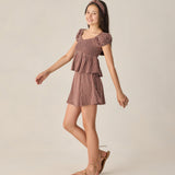 Flutter Top | Chocolate Polka Dot