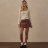 Ribbed Long Sleeve Knit Tee | Natural