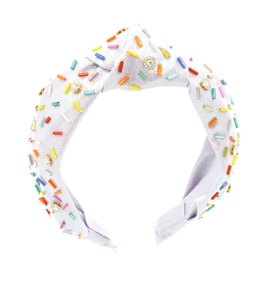 Shimmer Sprinkle Knot Headband in White