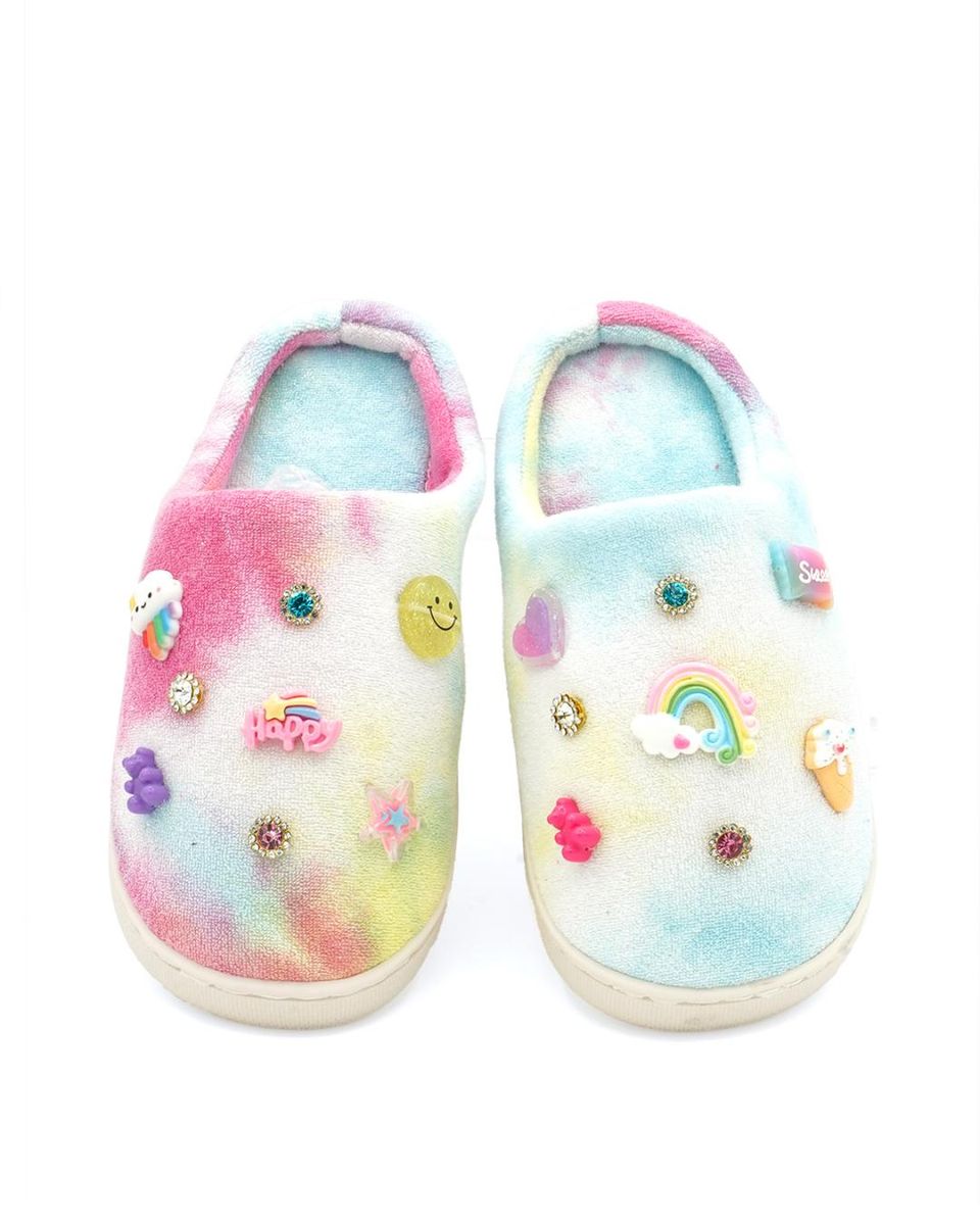 Tie Dye Slippers with Charms