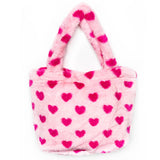 Pink Fuzzy Heart Bag