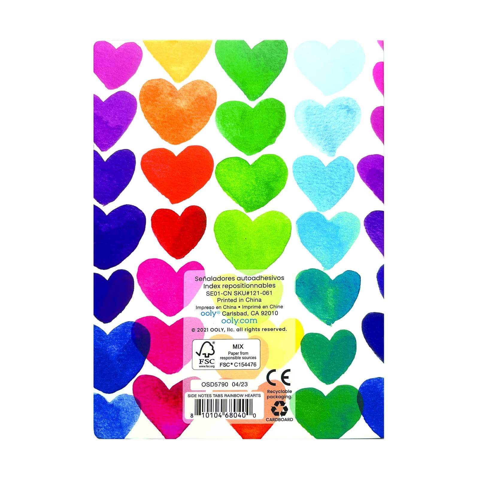 Side Notes Sticky Notes Tab Sets - Rainbow Hearts