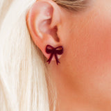 Sophia Bow Studs - Maroon