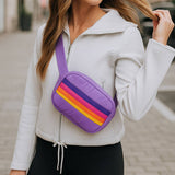 Purple Retro Stripe Belt Bag
