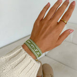 Green WWJD Embroidered Bracelet