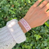 Pink WWJD Embroidered Bracelet