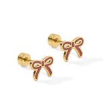 Screwback Stud Earrings - Sadie Bow Maroon