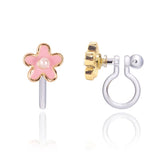 Pink Fancy Flower Clip On Earrings